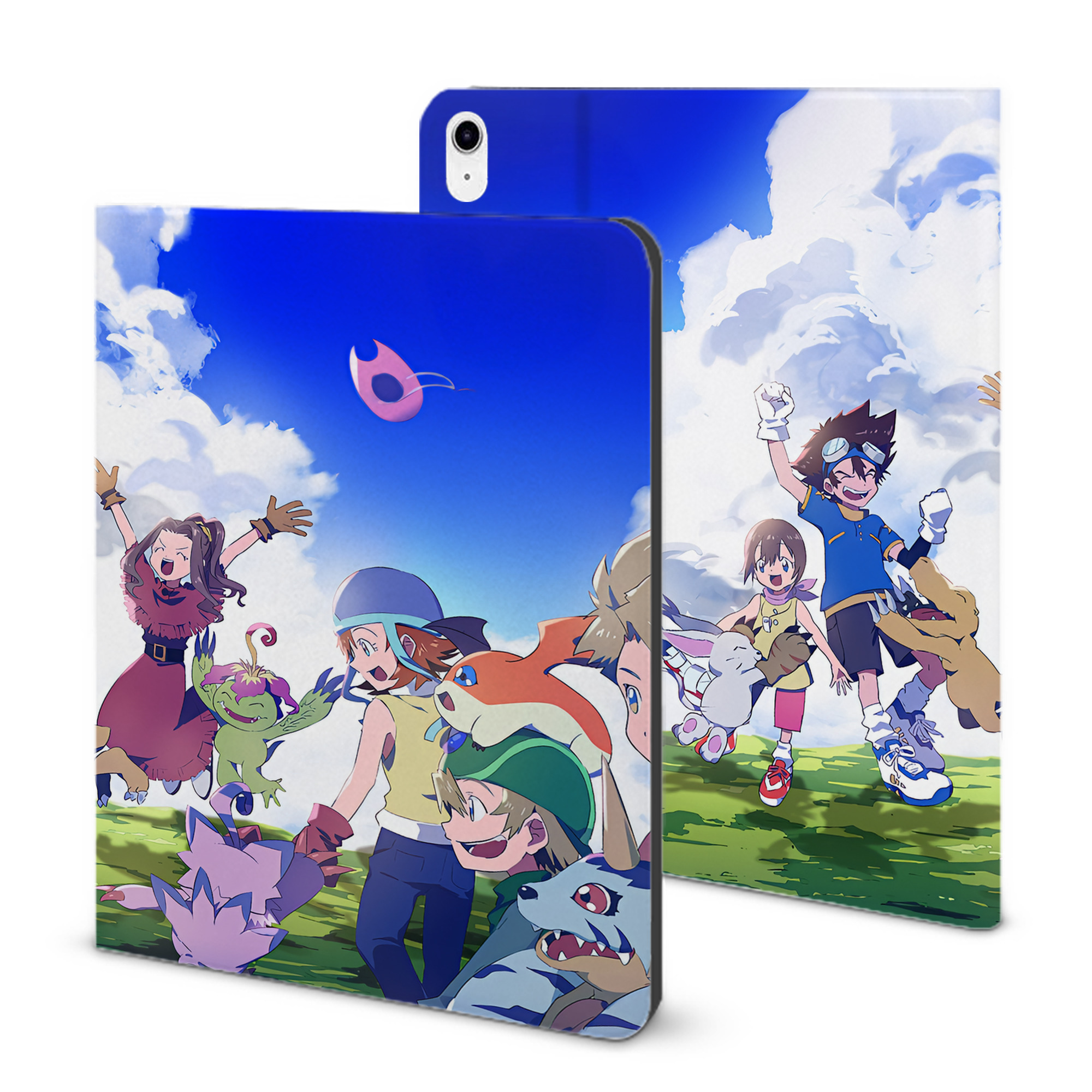 （画像用） Digimon デジタルモンスター/デジモン IPad ケース ブック型 PUレザー TPU 耐衝撃 軽量 薄型 ペン収納なし 全面保護 IPad 各モデル対応